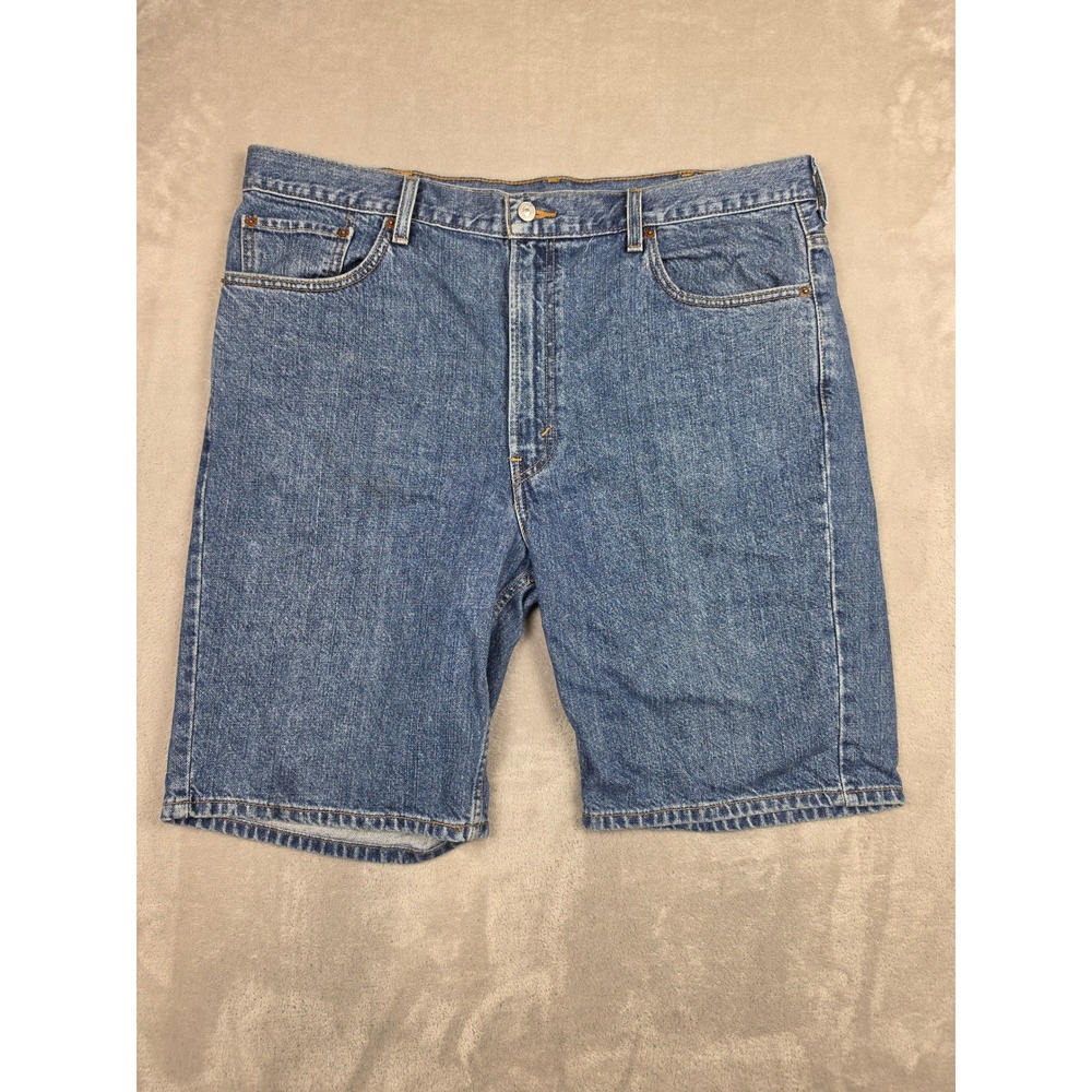 Levi's 505 Jean Shorts Mens 40 Blue Regular Fit Denim 2007 Vintage Stained